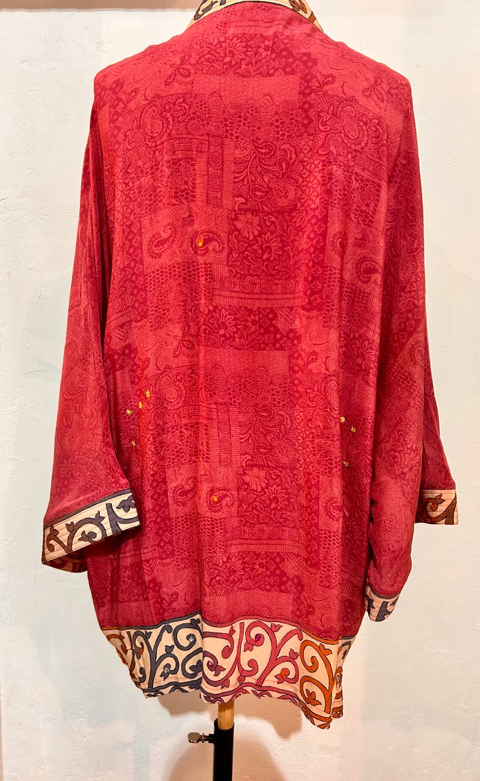 BINDI, KIMONO MI-LONG EN SOIE