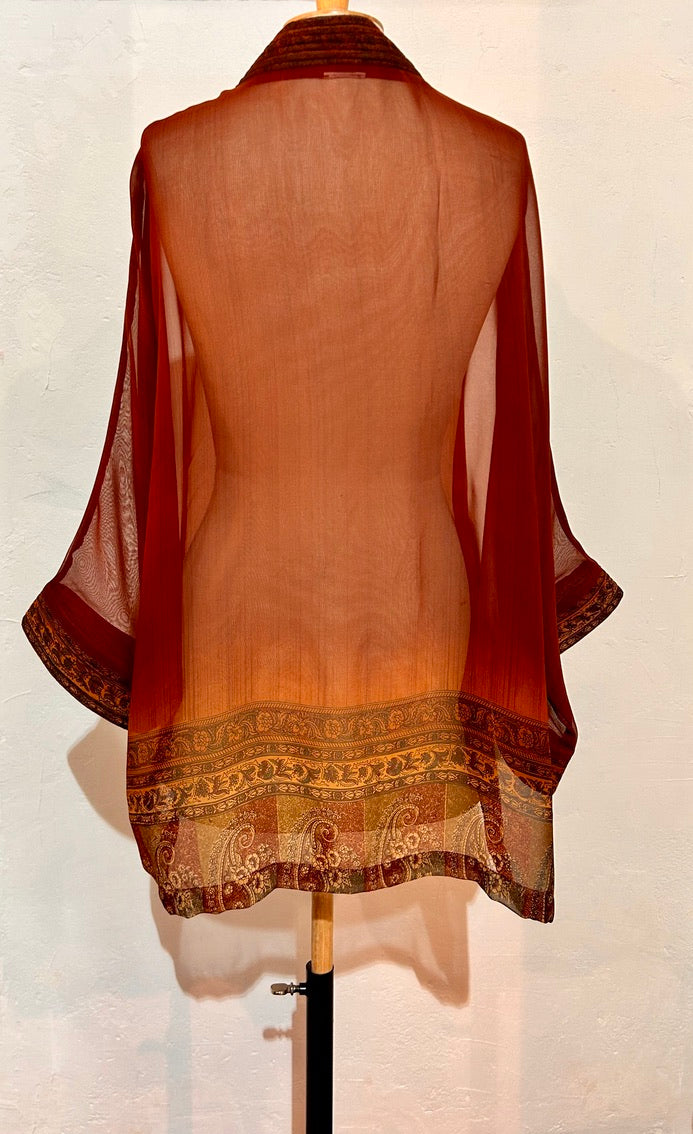 BINDI, KIMONO MI-LONG EN SOIE