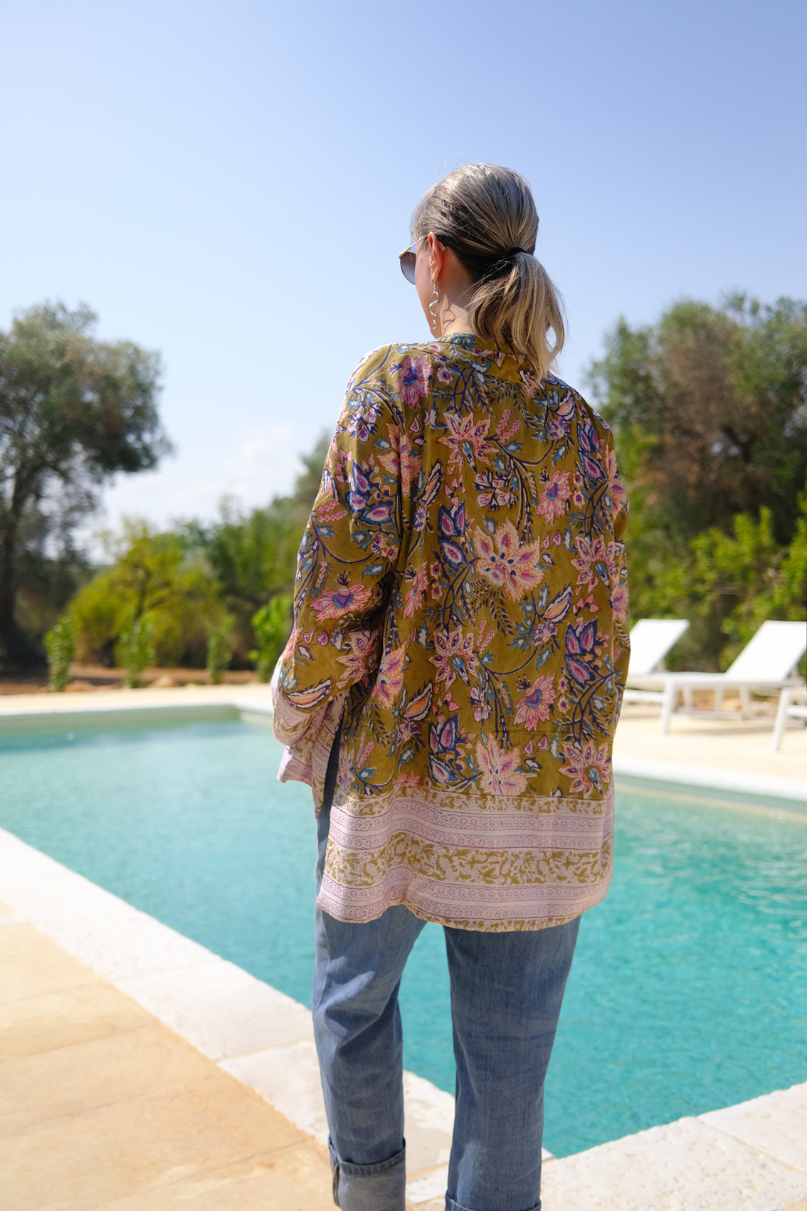 CHAKRA Kimono asymétrique voile de coton imprimé