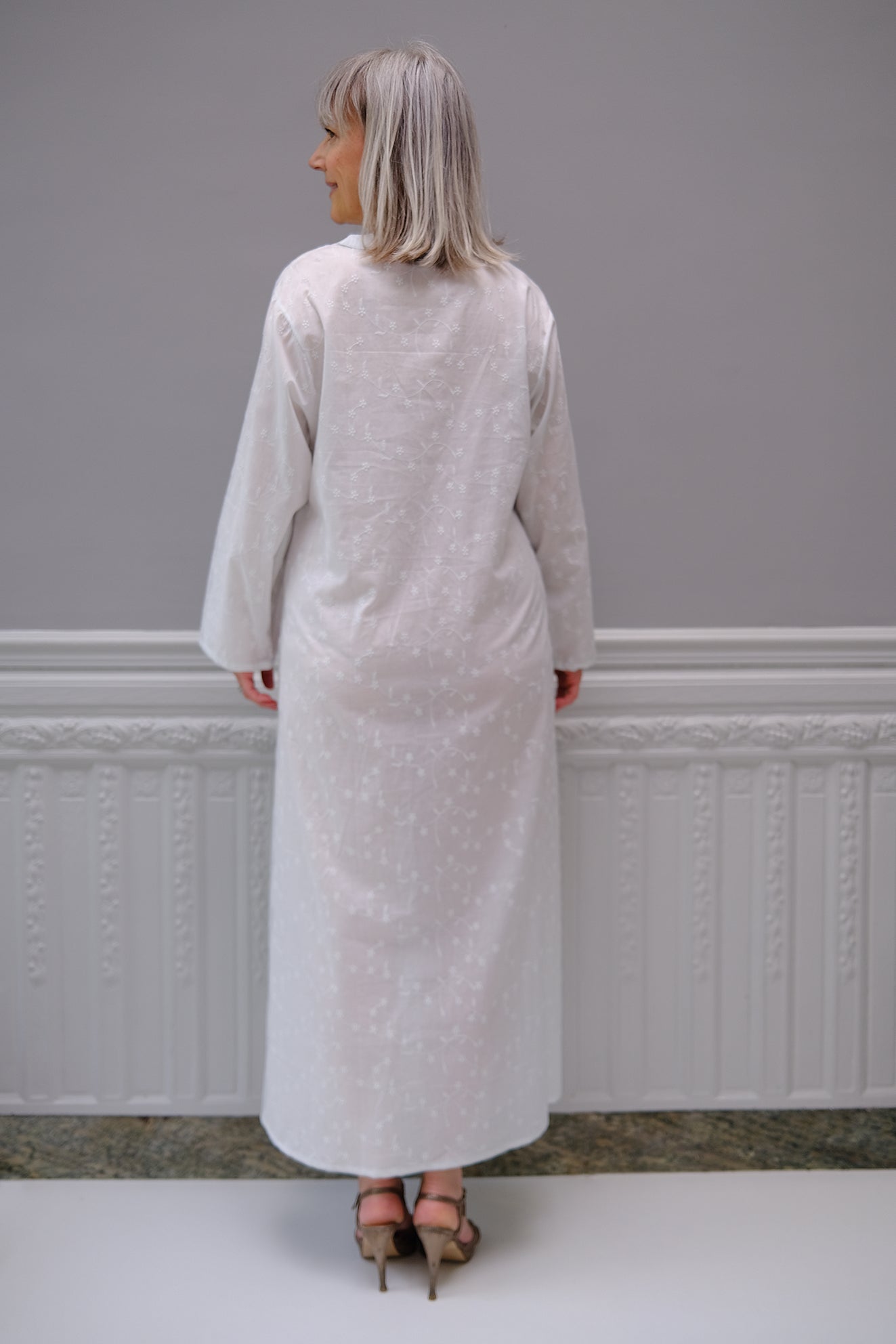 ROBE KURTA BRODERIE ANGLAISE LAIT D'AMANDE