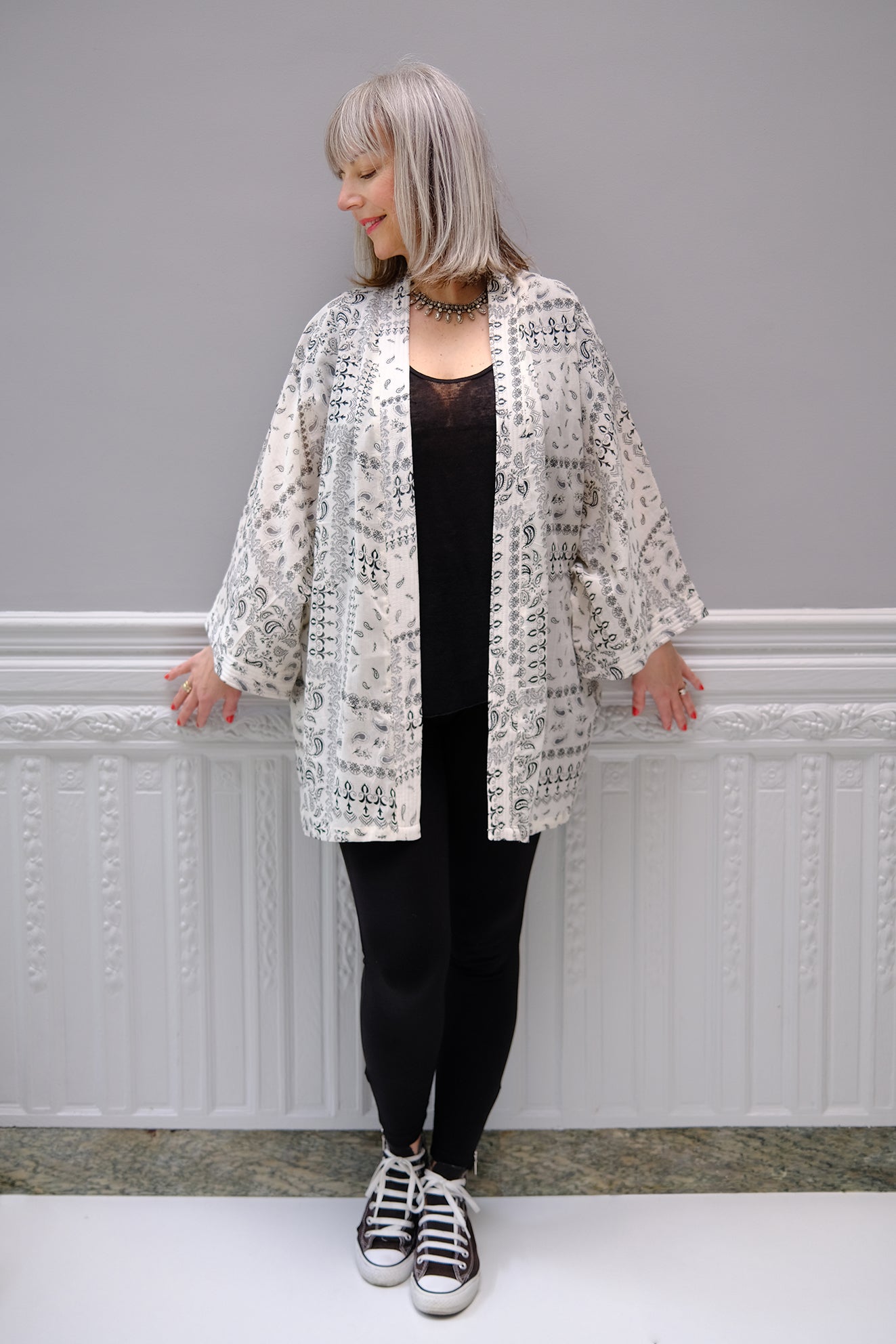 KIMONO MI-LONG VOILE DE COTON IMPRIME