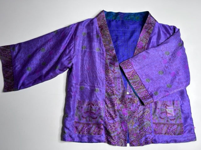 AVATARA Kimono court réversible en soie