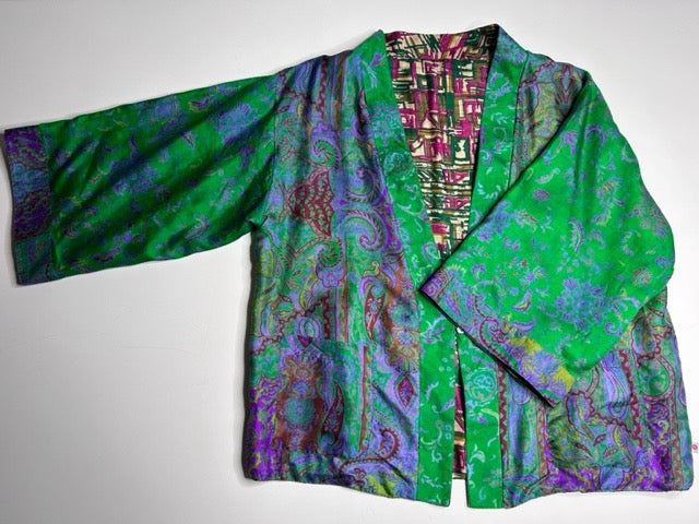 AVATARA Kimono court réversible en soie
