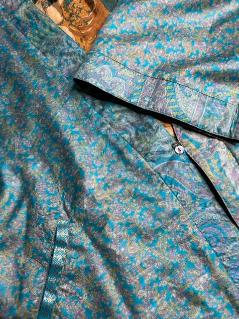 AVATARA Kimono court réversible en soie