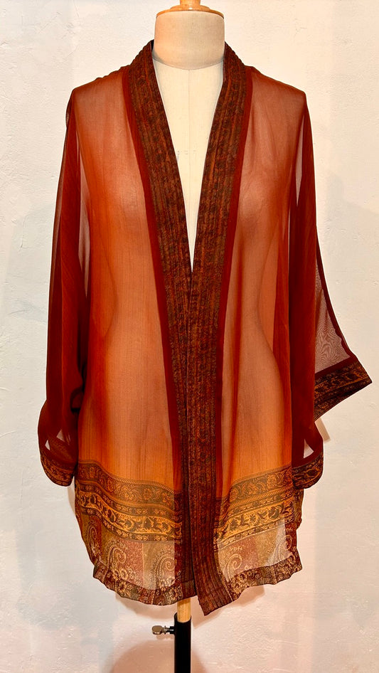 BINDI, KIMONO MI-LONG EN SOIE