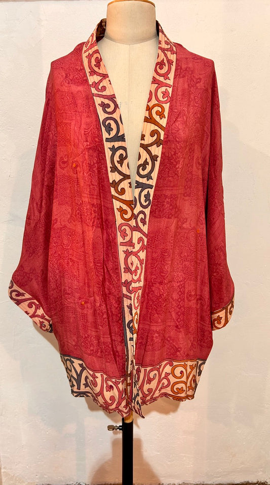 BINDI, KIMONO MI-LONG EN SOIE