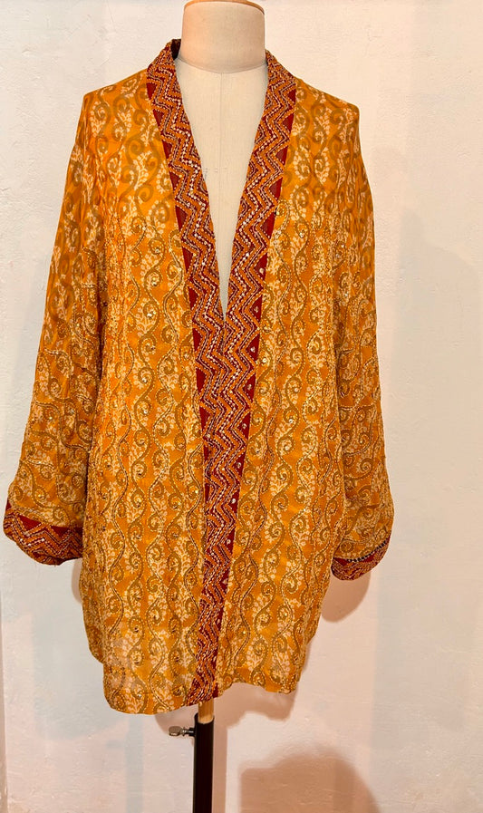 BINDI, KIMONO MI-LONG EN SOIE