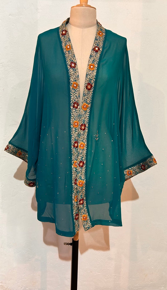 BINDI, KIMONO MI-LONG EN SOIE