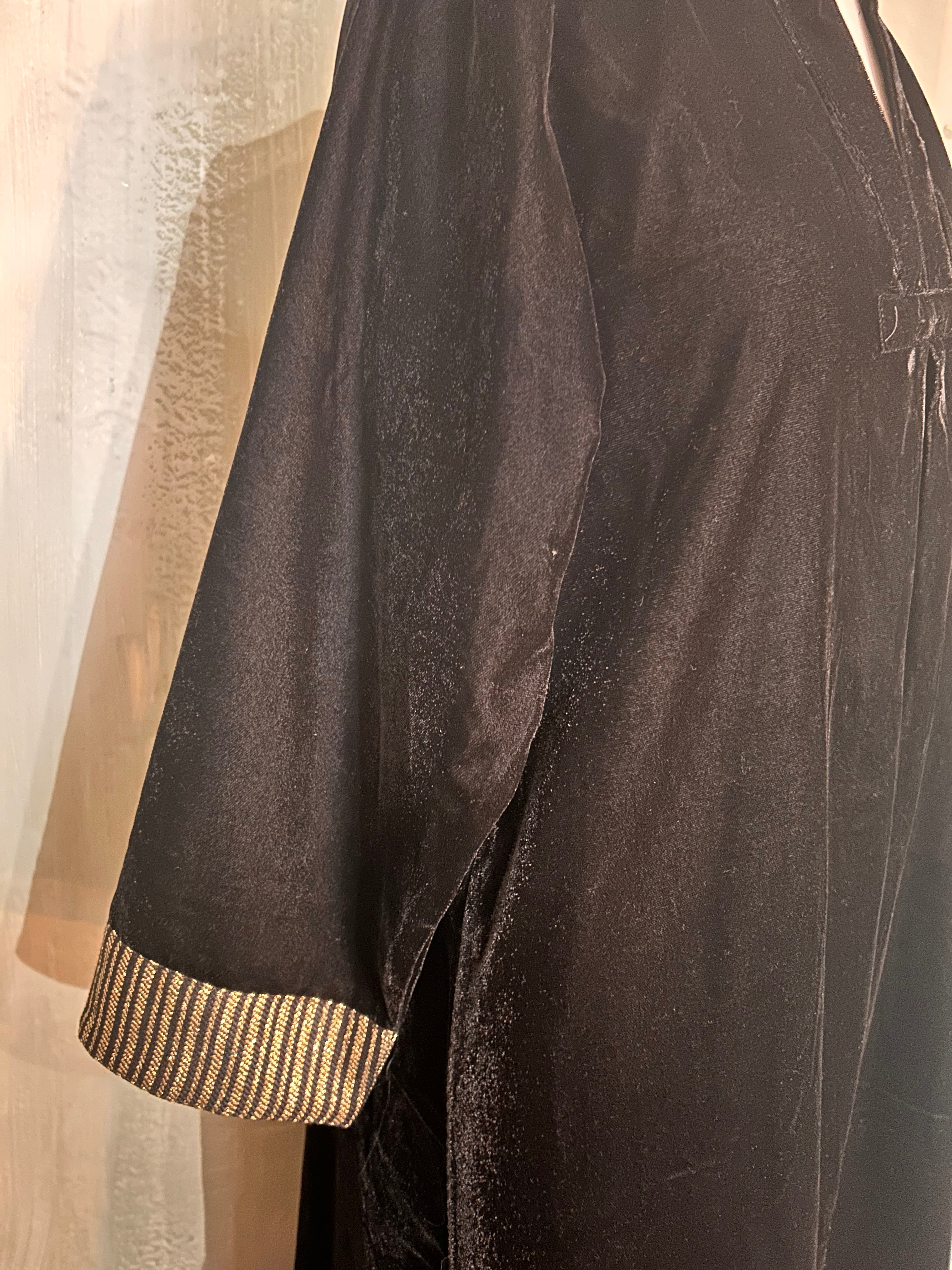 Robe longue en velours noir & lurex