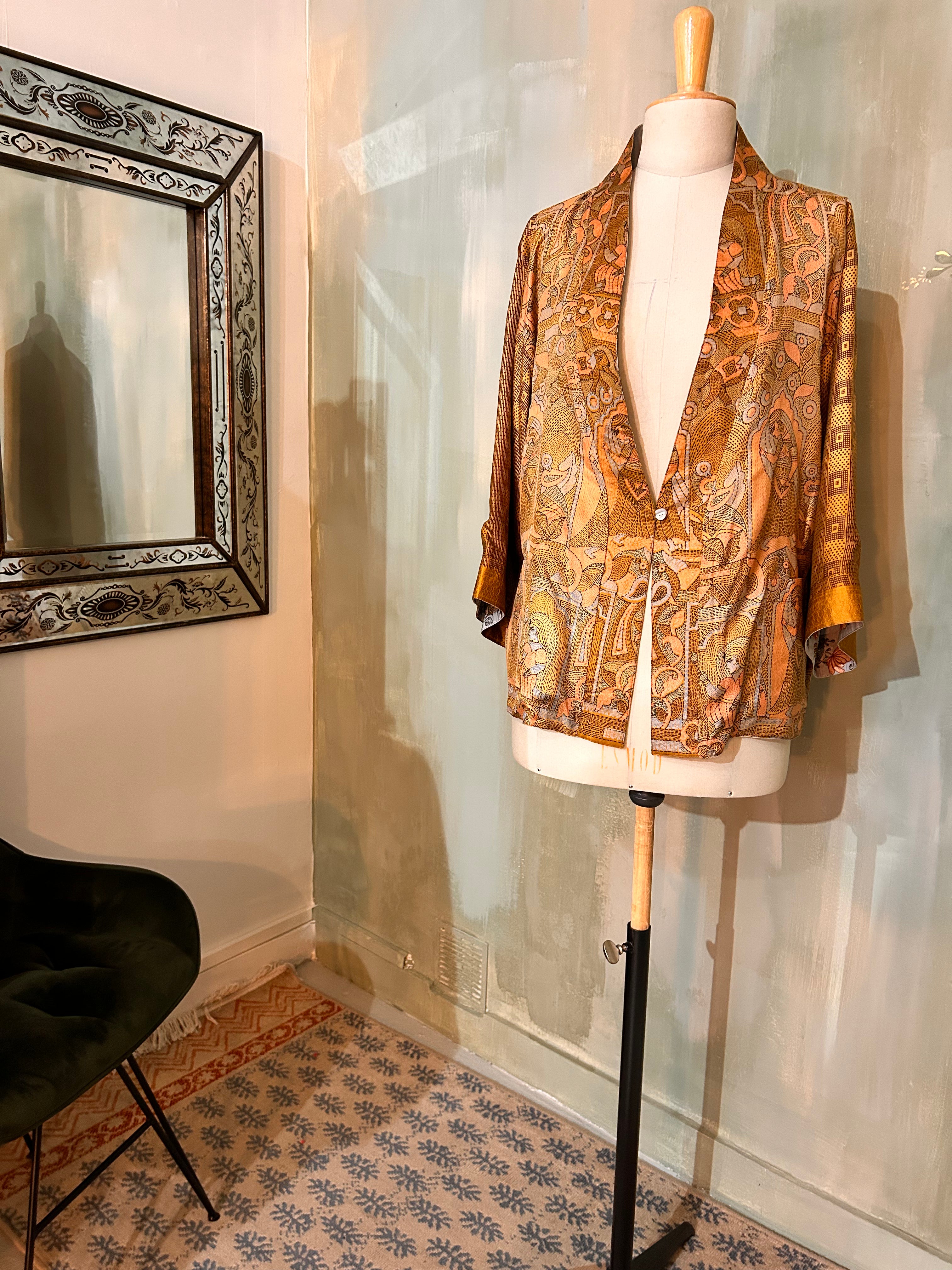 Kimono-veste réversible soie vintage