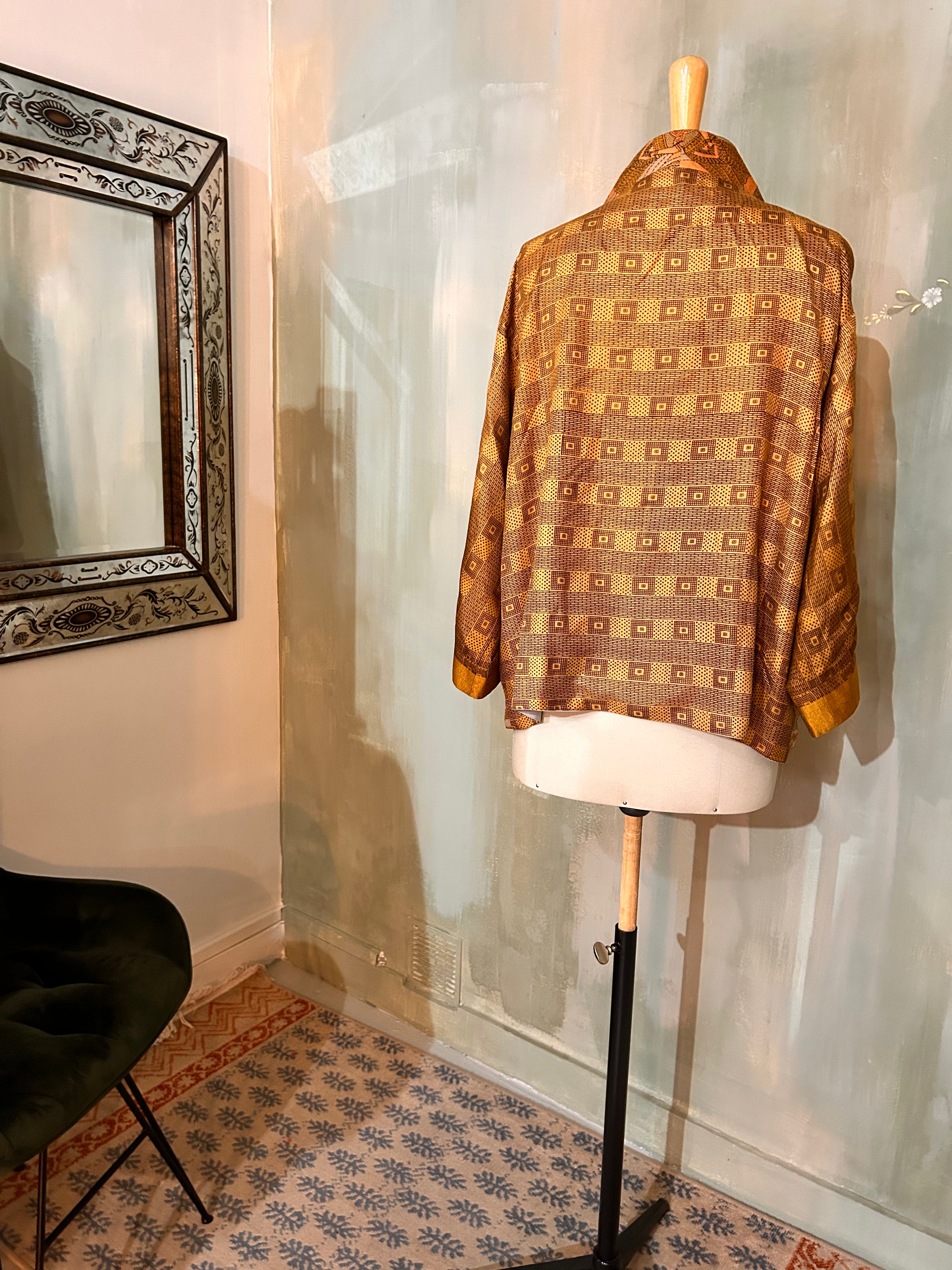 Kimono-veste réversible soie vintage