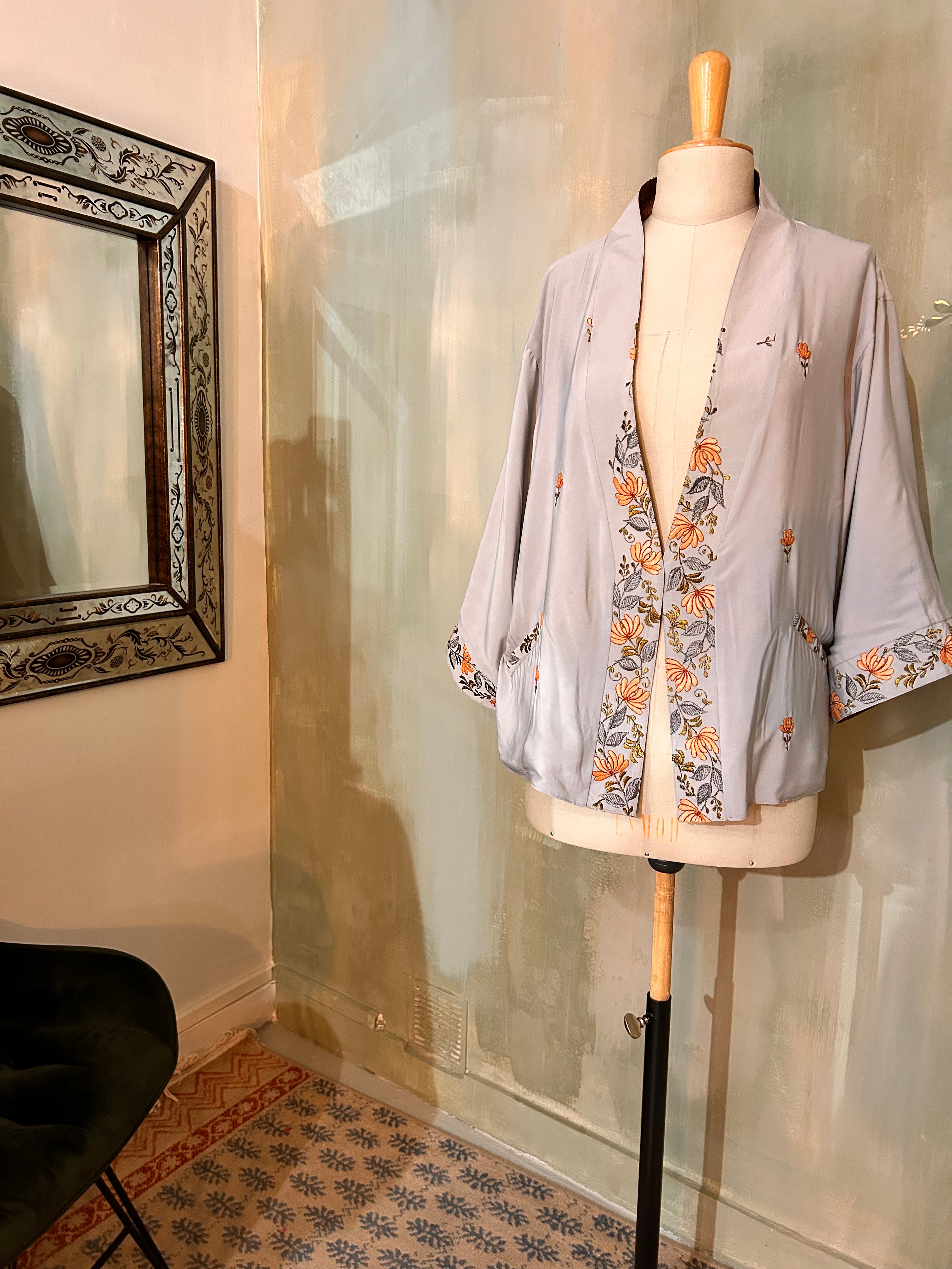 Kimono-veste réversible soie vintage