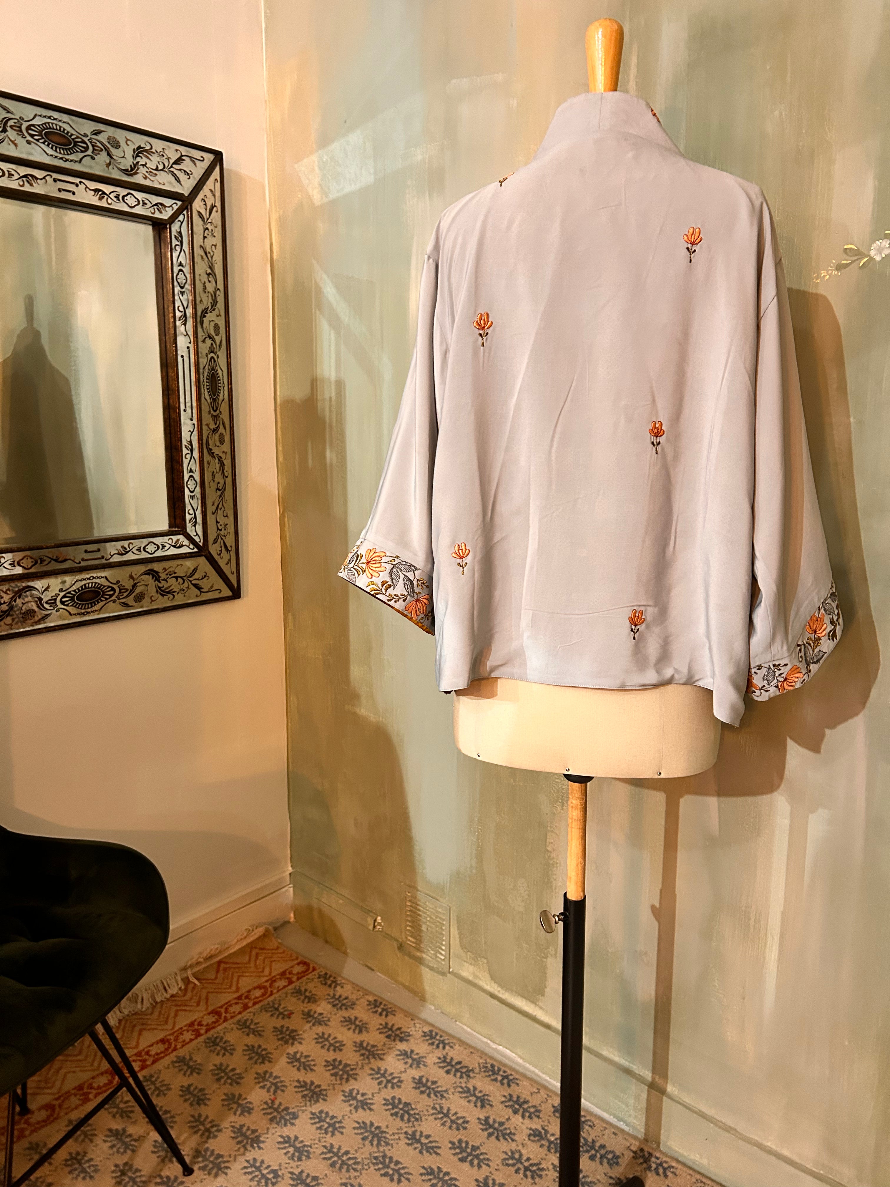 Kimono-veste réversible soie vintage