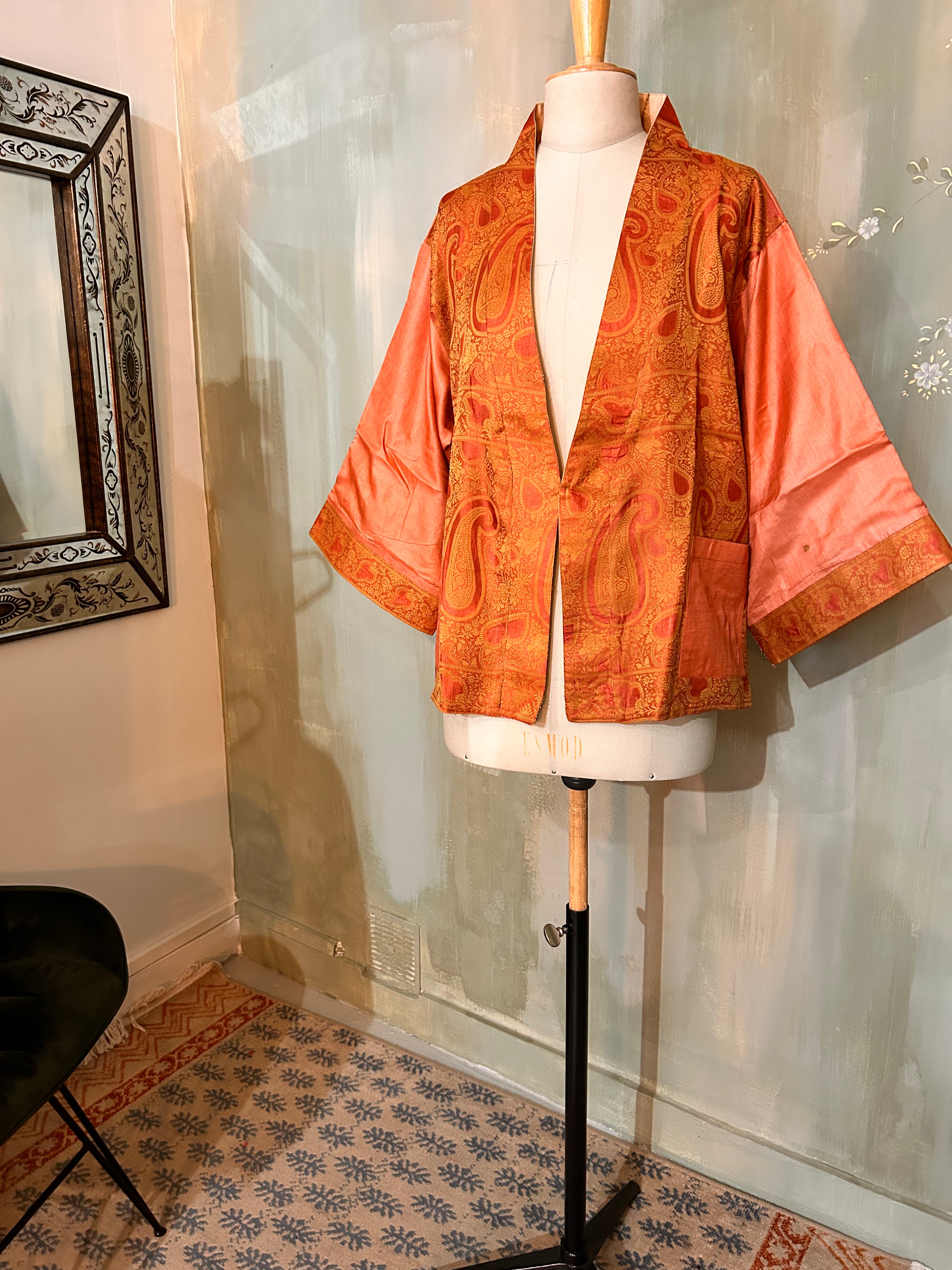 Kimono-veste réversible soie vintage