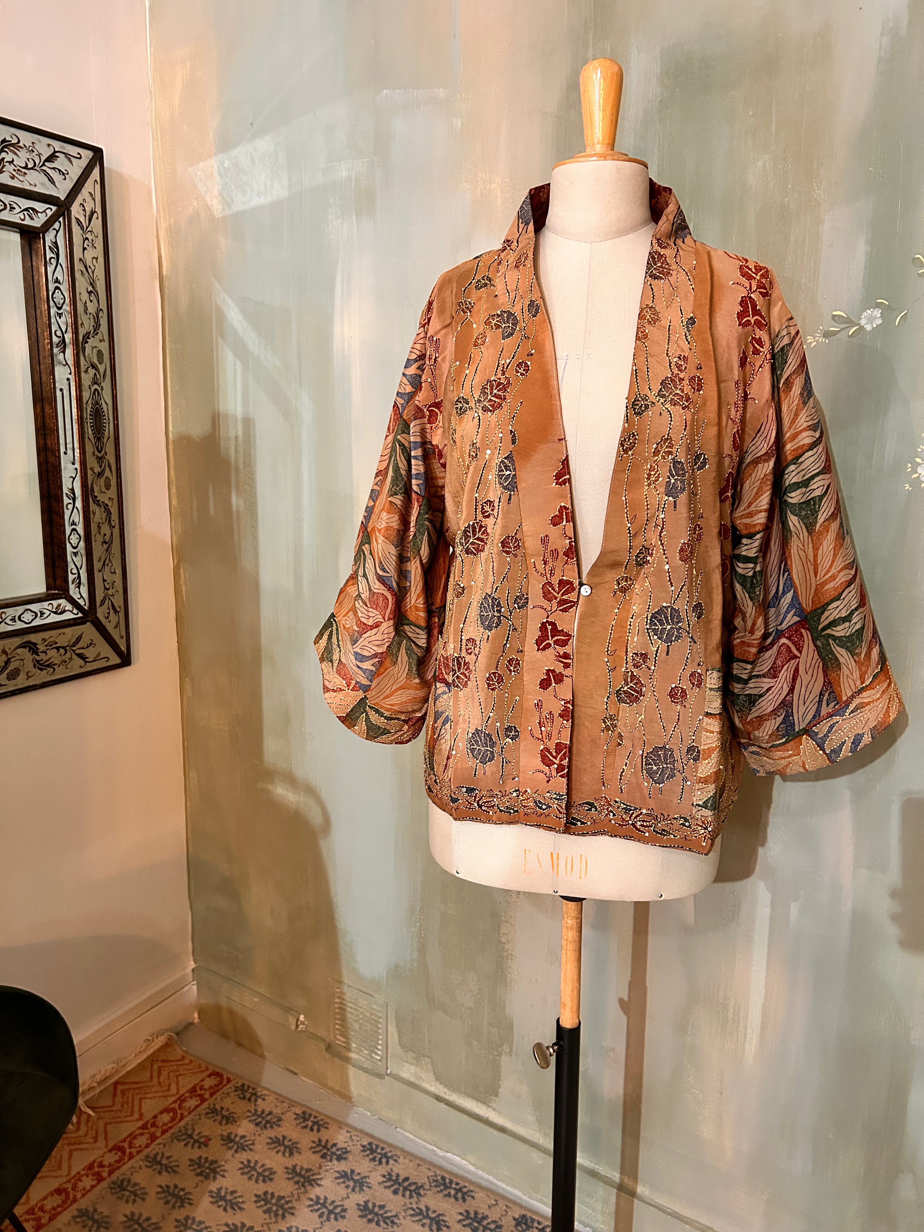 Kimono-veste réversible soie vintage