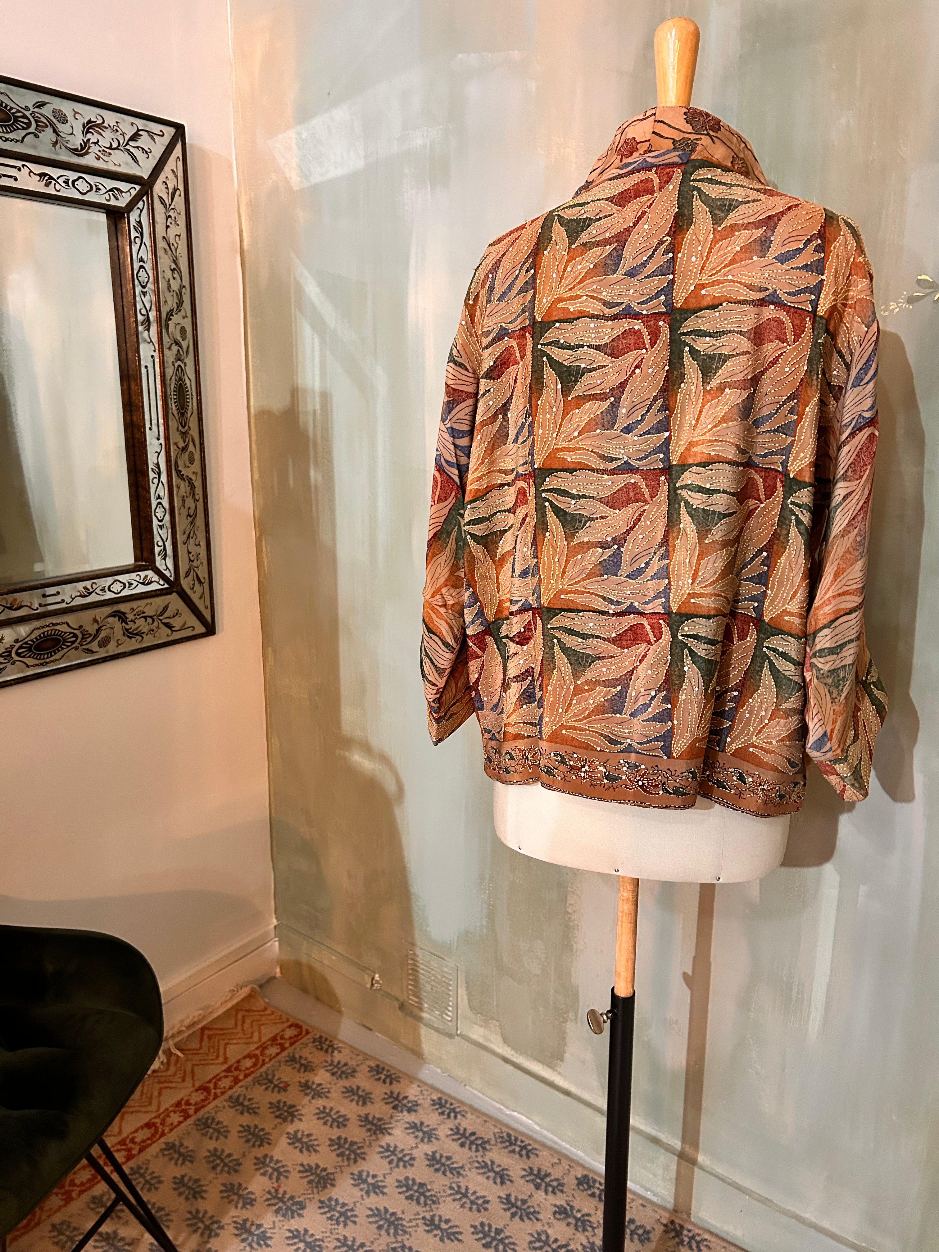 Kimono-veste réversible soie vintage