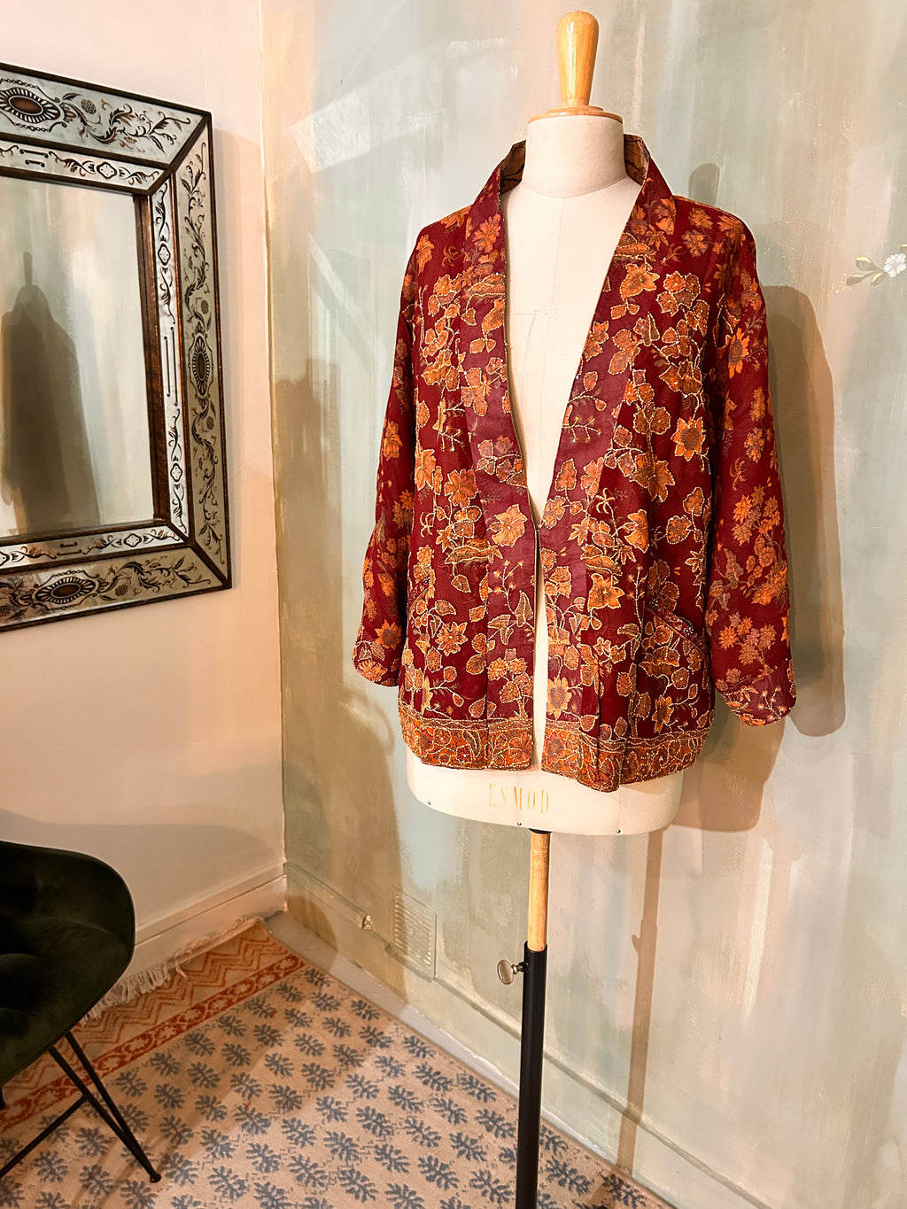 Kimono-veste réversible soie vintage
