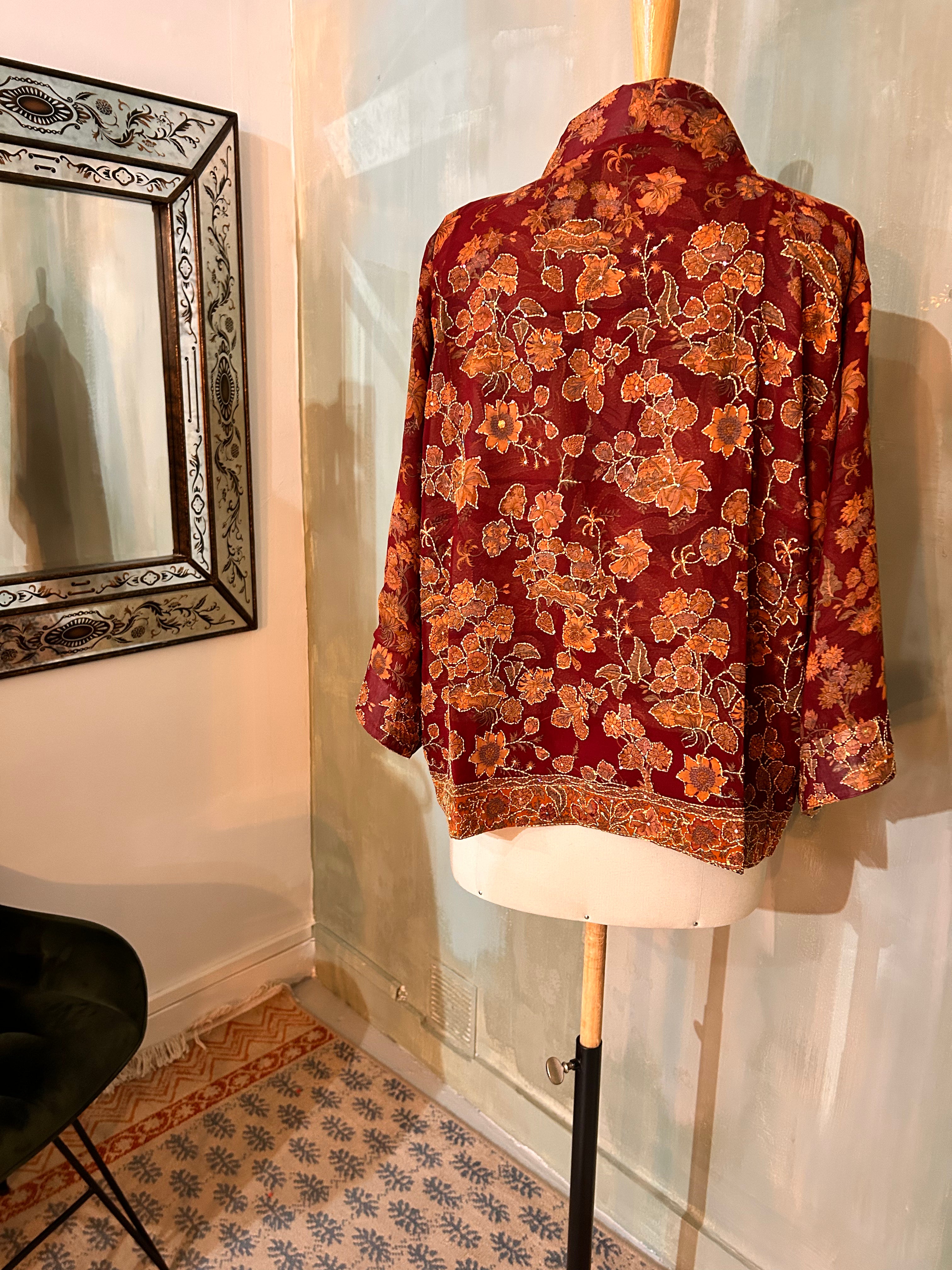 Kimono-veste réversible soie vintage
