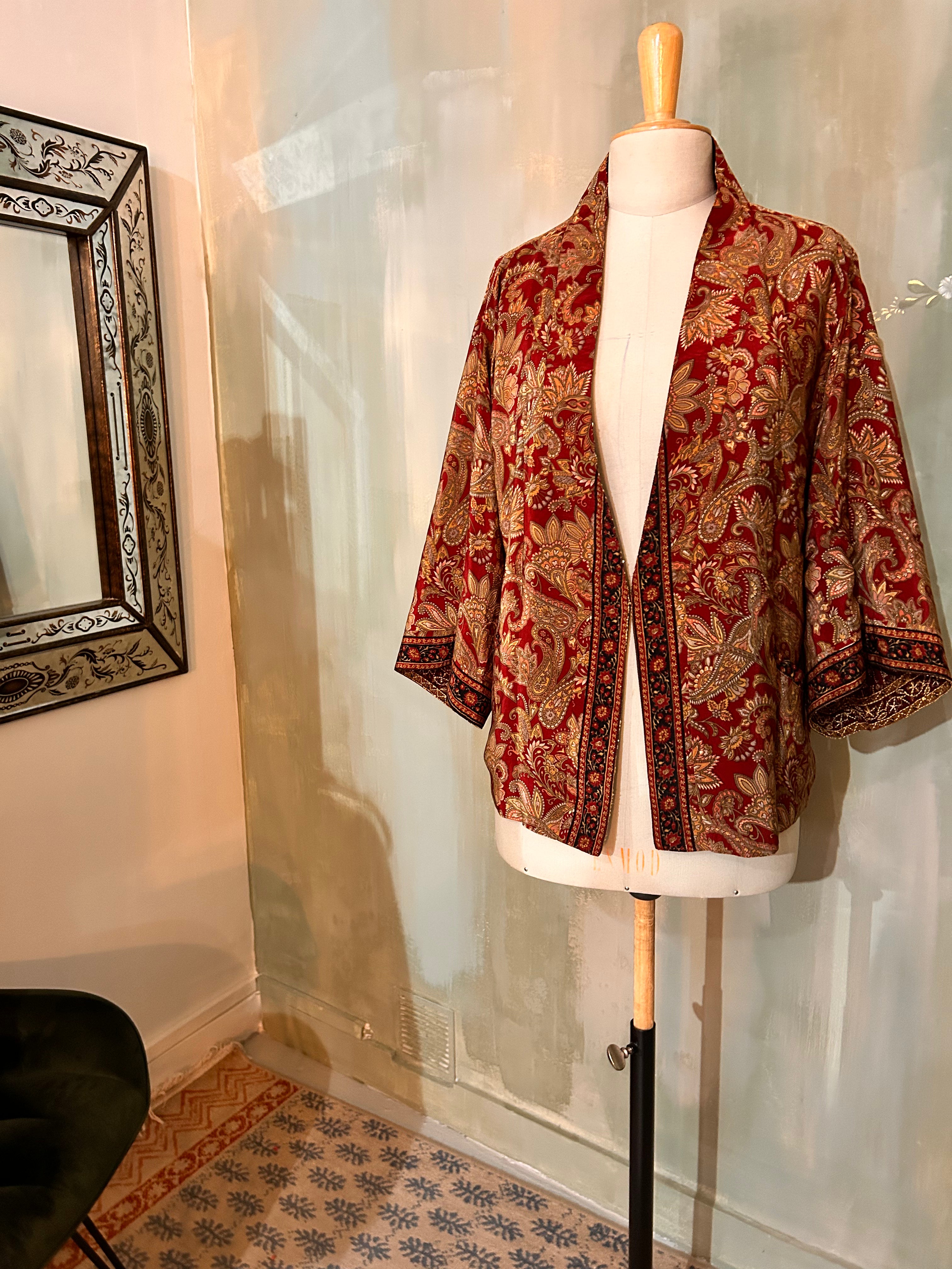 Kimono-veste réversible soie vintage