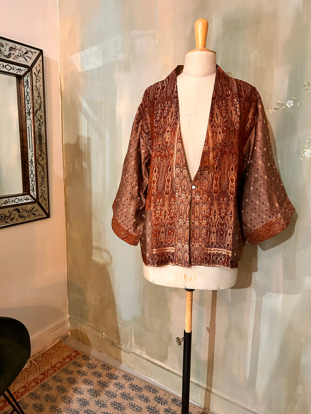 Kimono-veste réversible soie vintage