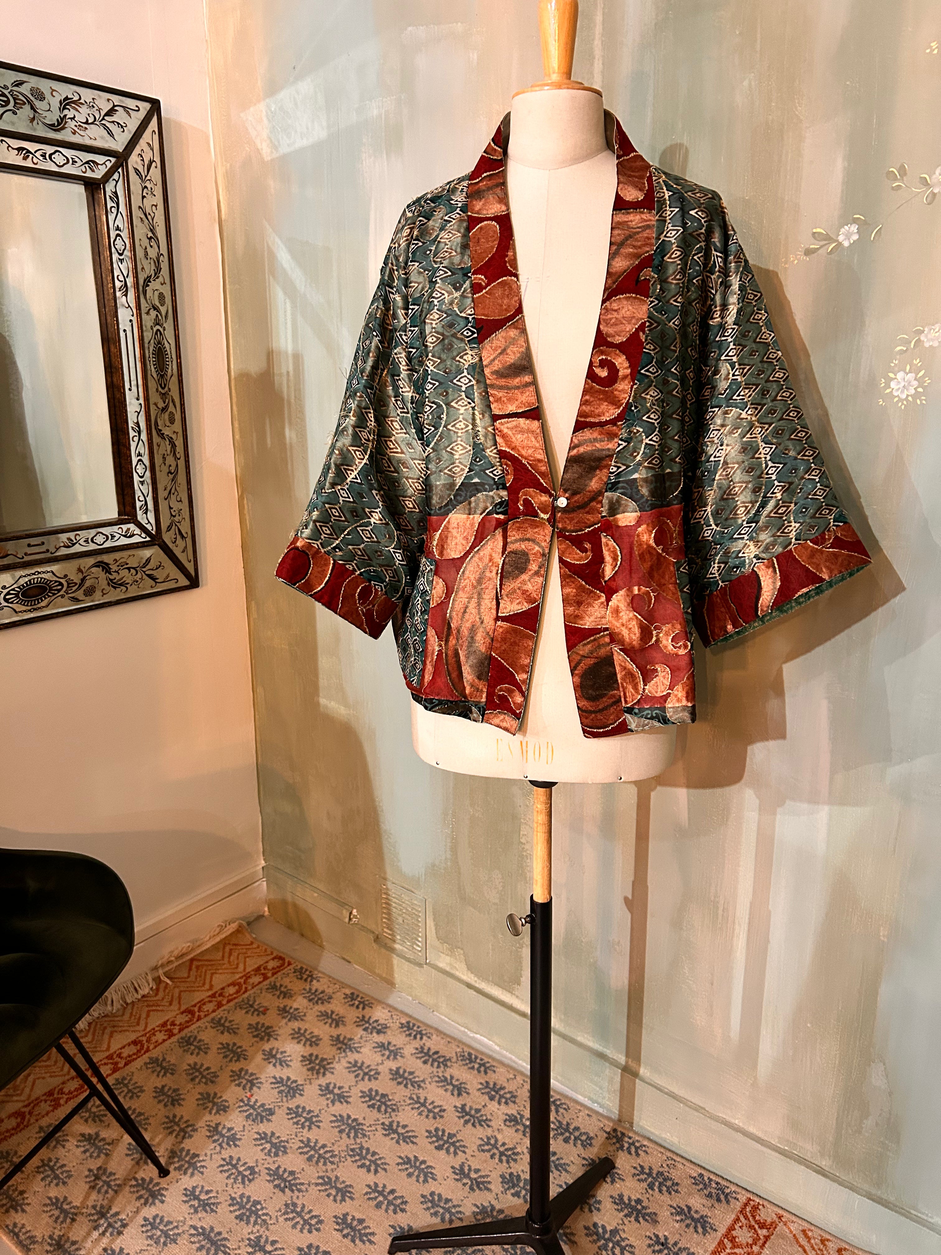 Kimono-veste réversible soie vintage