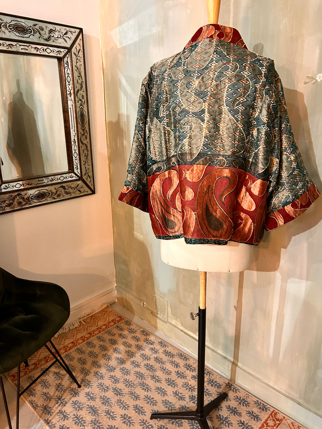 Kimono-veste réversible soie vintage