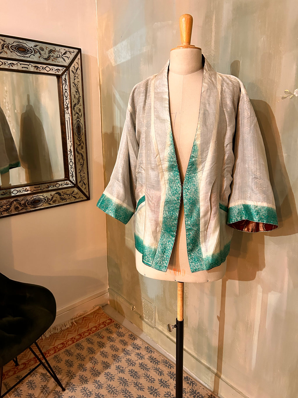 Kimono-veste réversible soie vintage
