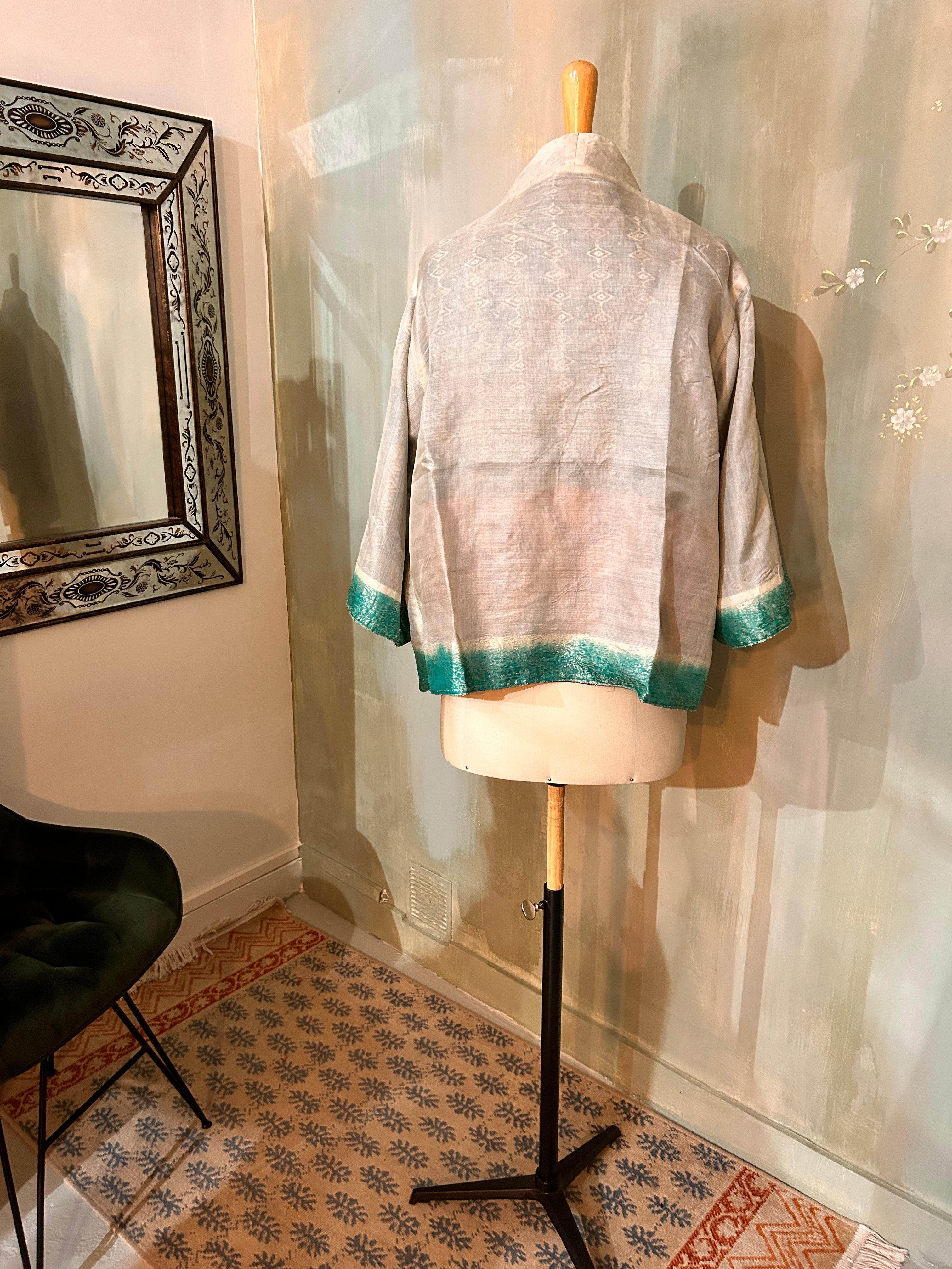 Kimono-veste réversible soie vintage