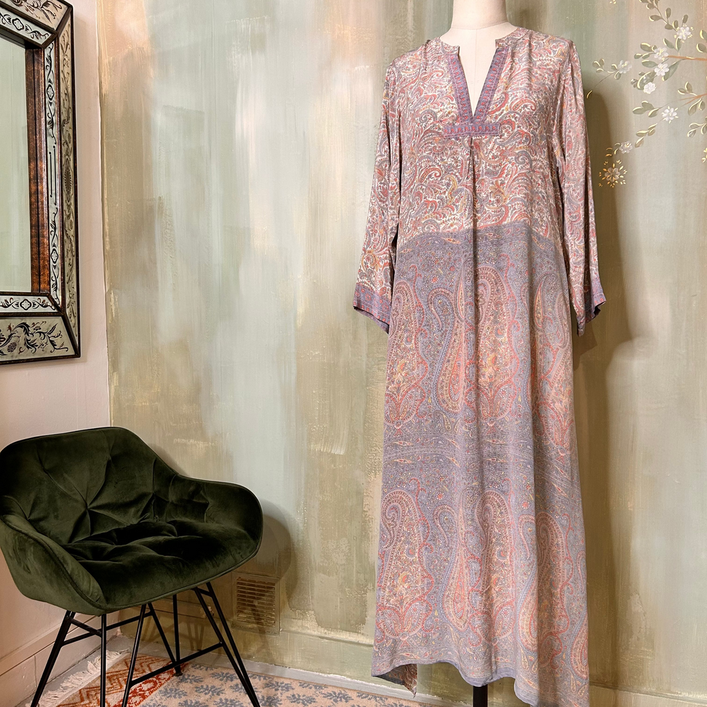 YUME Robe longue kurta en sari en soie vintage