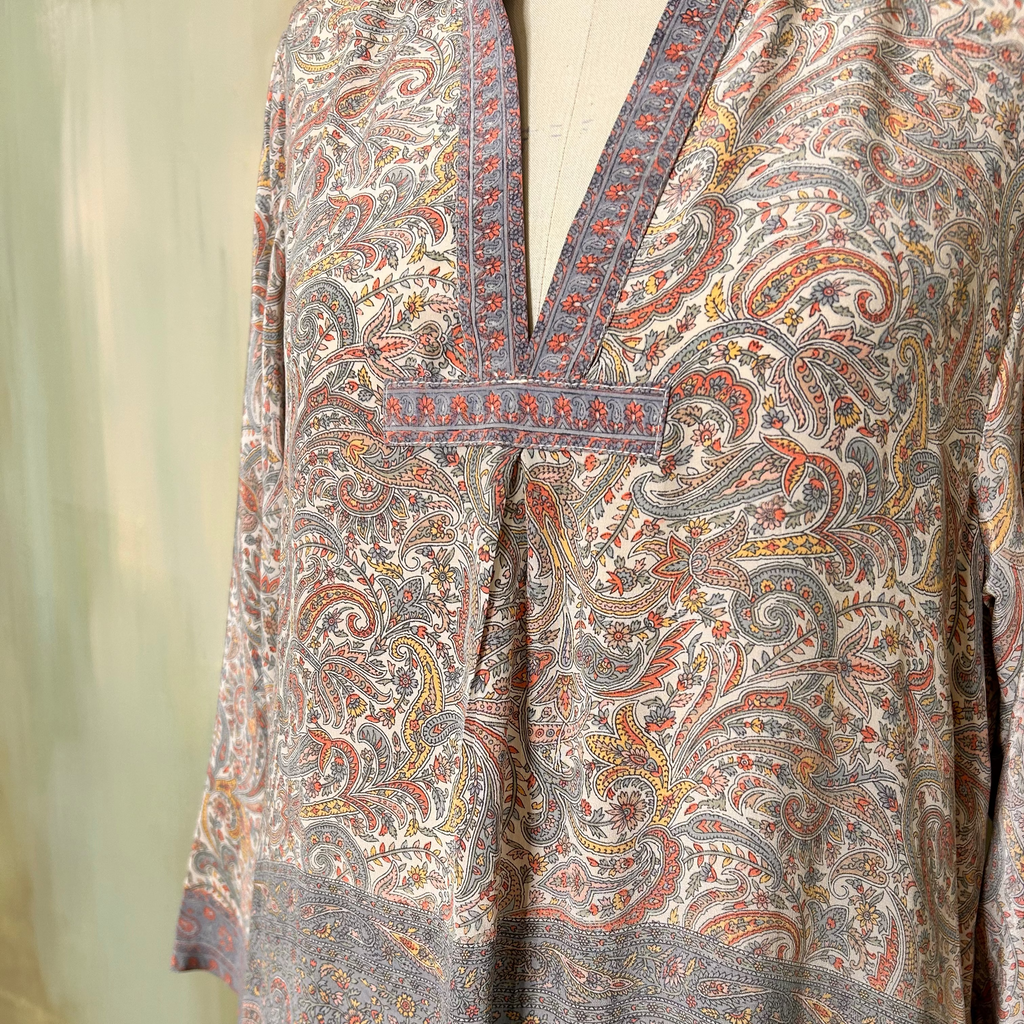 YUME Robe longue kurta en sari en soie vintage