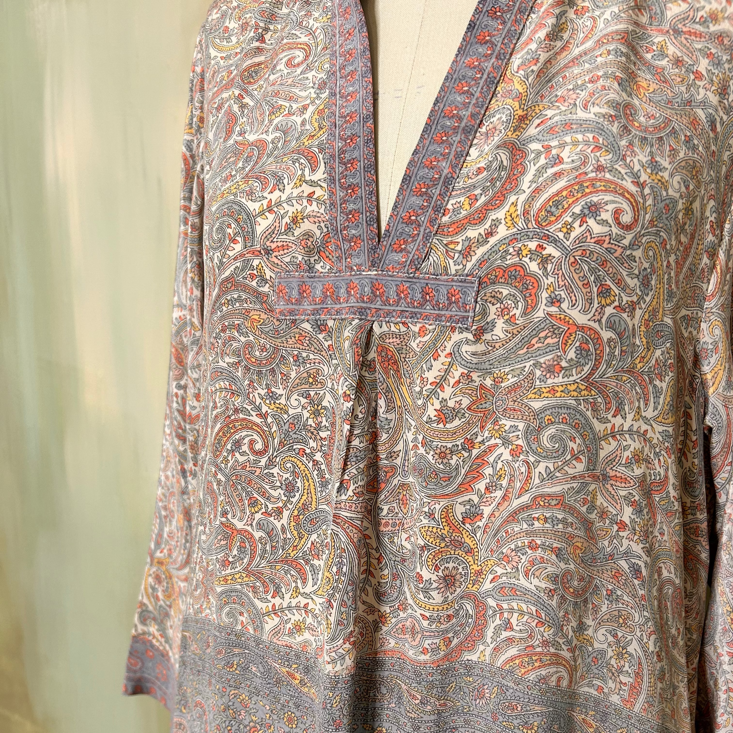 YUME Robe longue kurta en sari en soie vintage