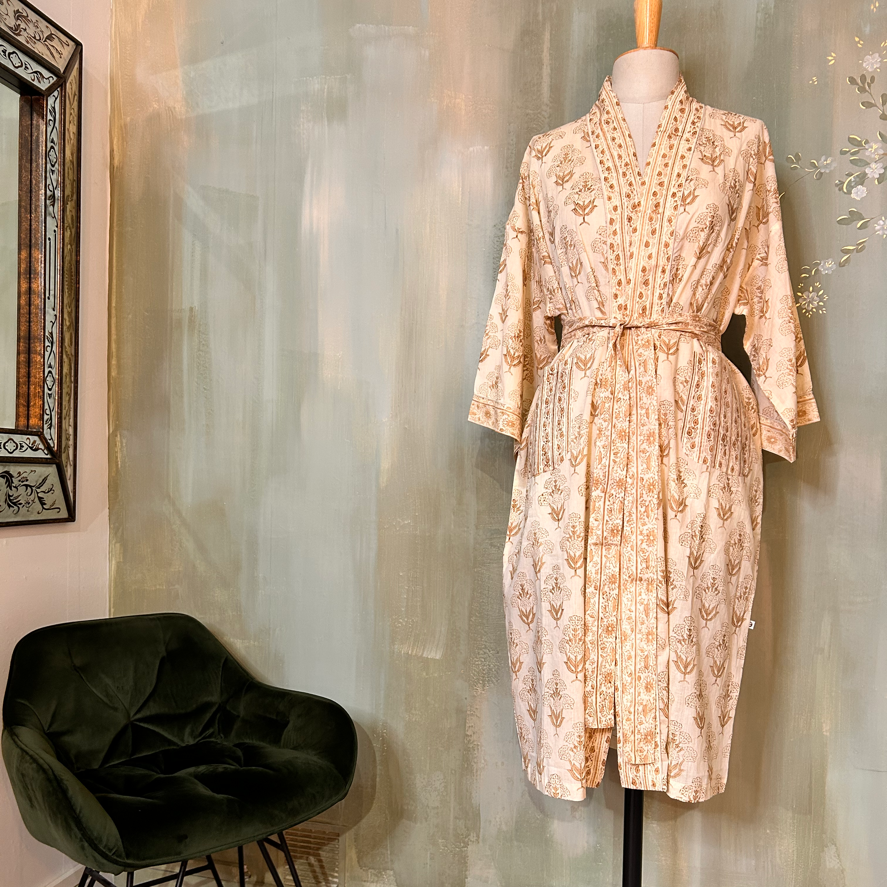 NAGOMI Kimono en coton imprimé à la main