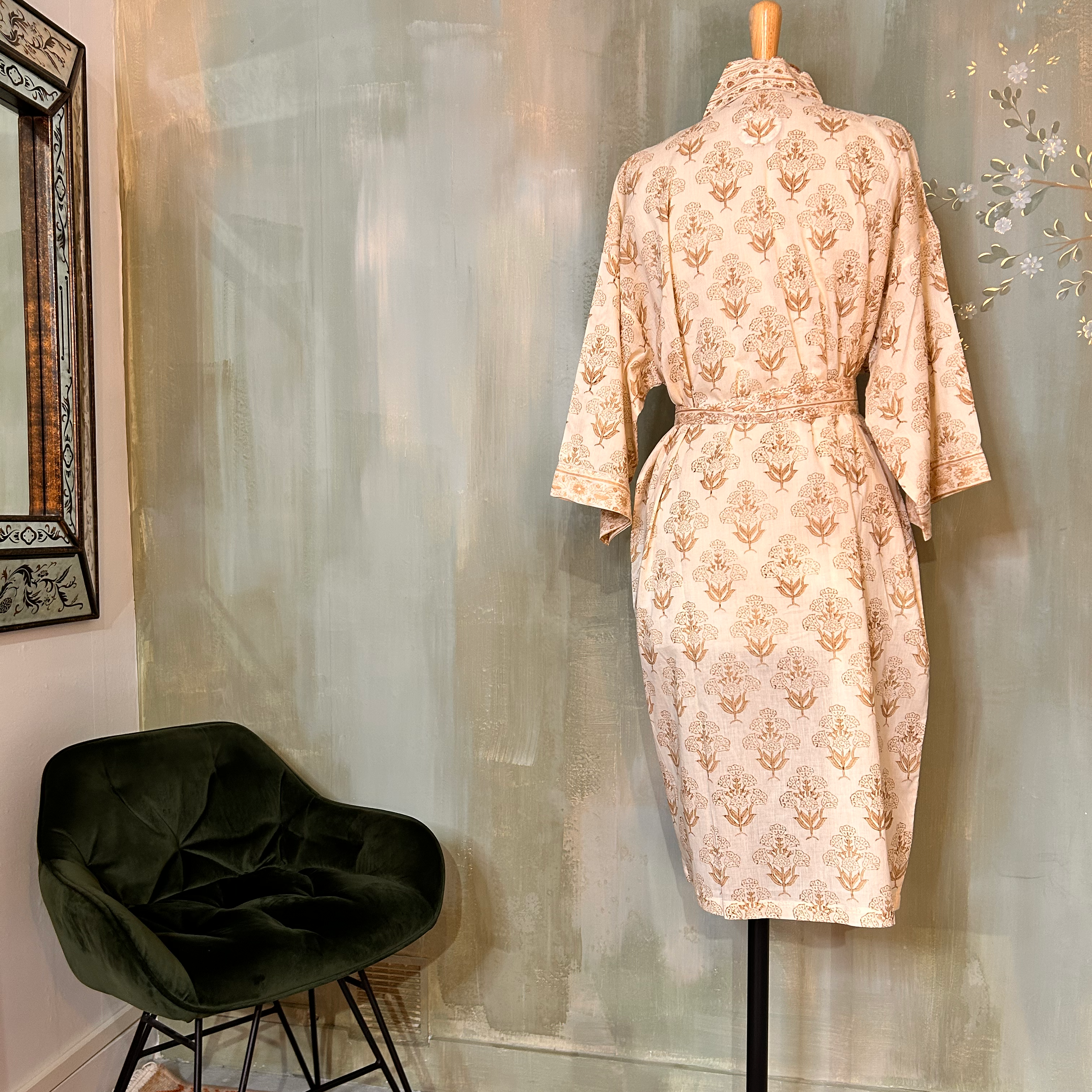 NAGOMI Kimono en coton imprimé à la main