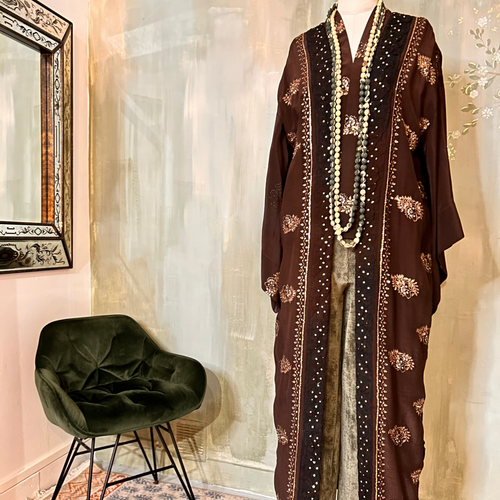 ANAYA Kimono long en soie brodée