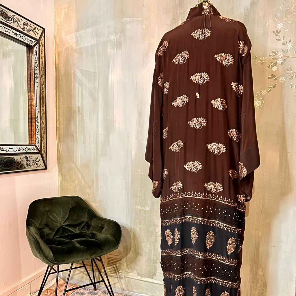 ANAYA Kimono long en soie brodée