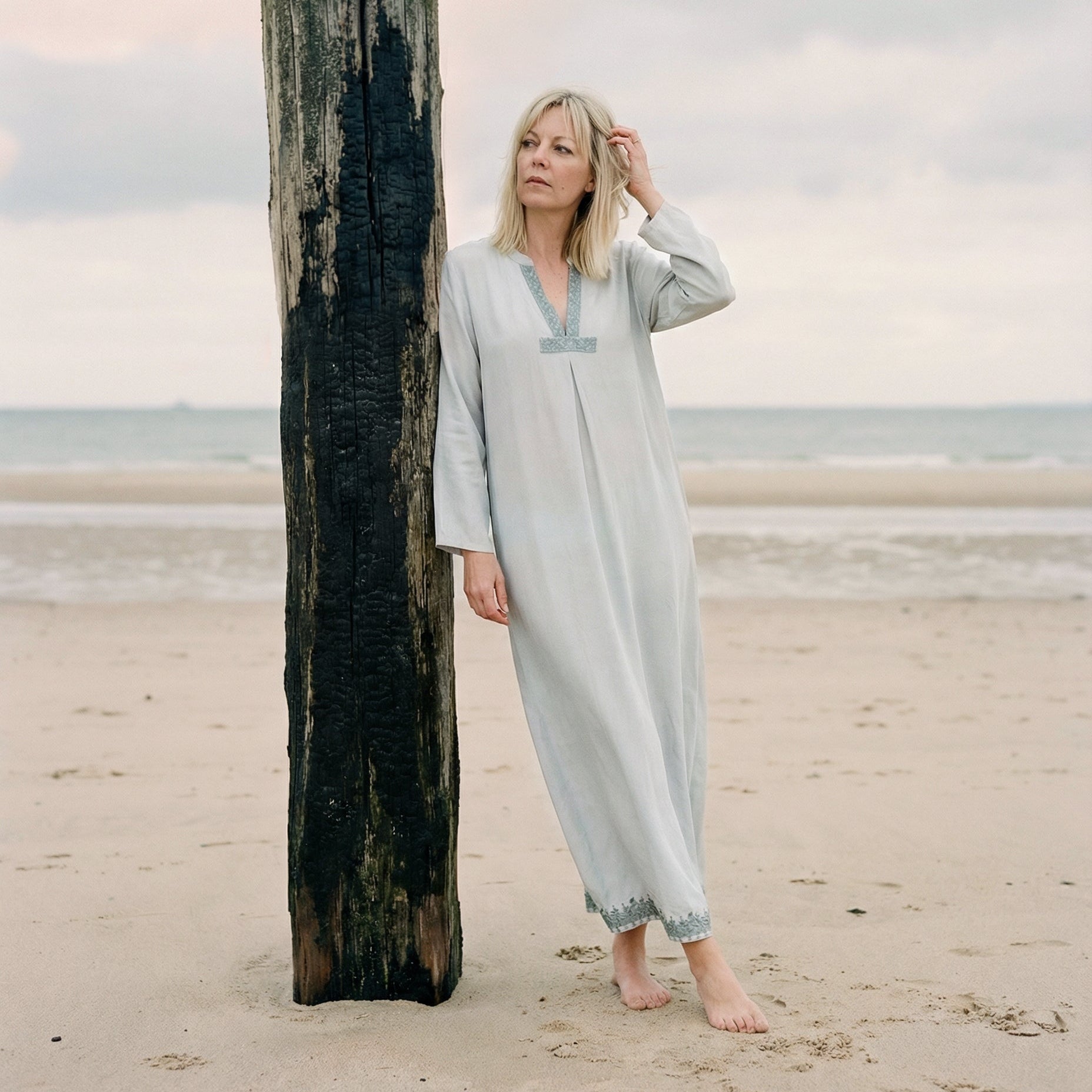 YUME Robe longue kurta en sari en soie vintage