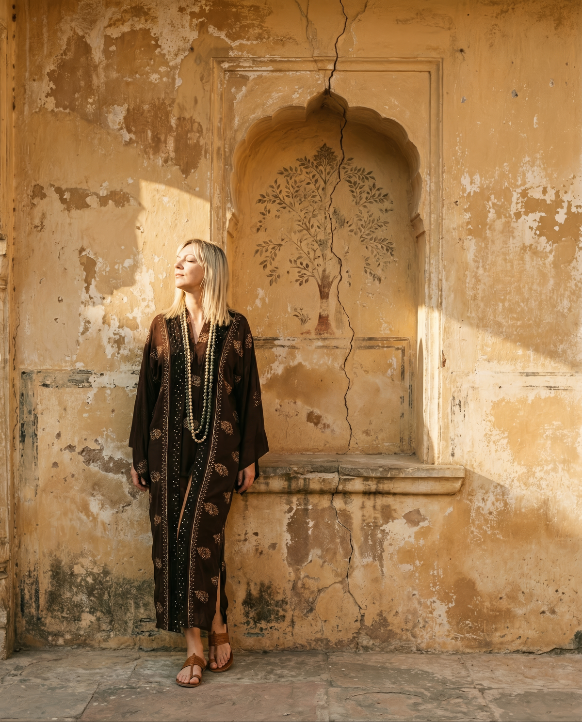 ANAYA Kimono long en soie brodée