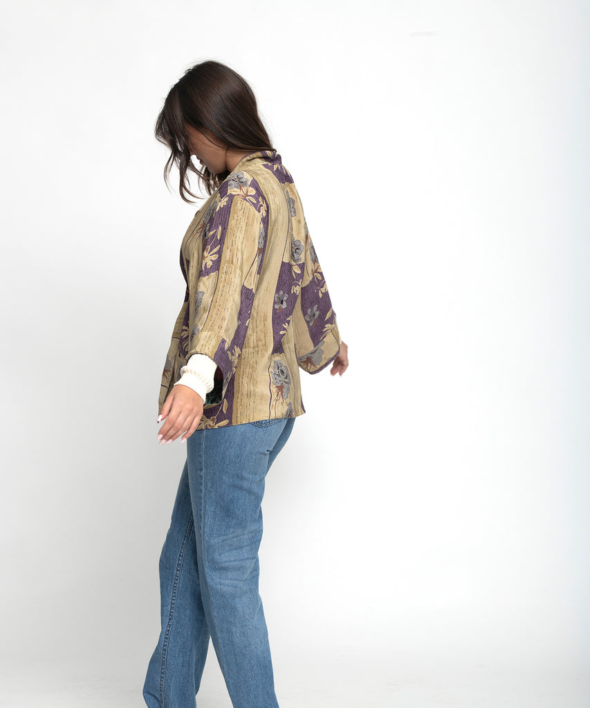 kimono veste réversible/Ici le côté verso dans les tons de beiges/Vue de dos